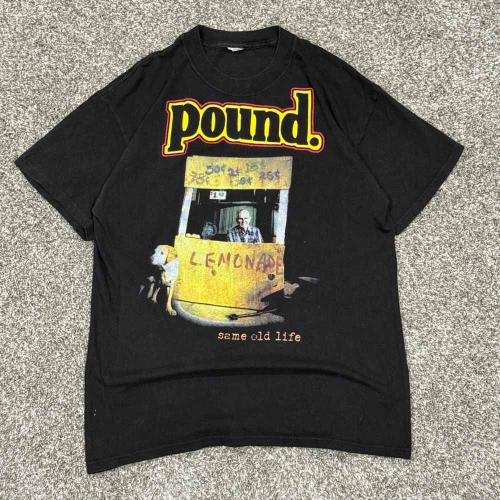 Vintage Pound Band Tee Same Old Life Graphic Tee Shirt Black Streetwear Mens L